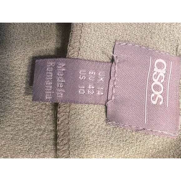 ASOS DESIGN angel sleeve v neck mini shift dress in sage green womans 10 - Picture 9 of 9